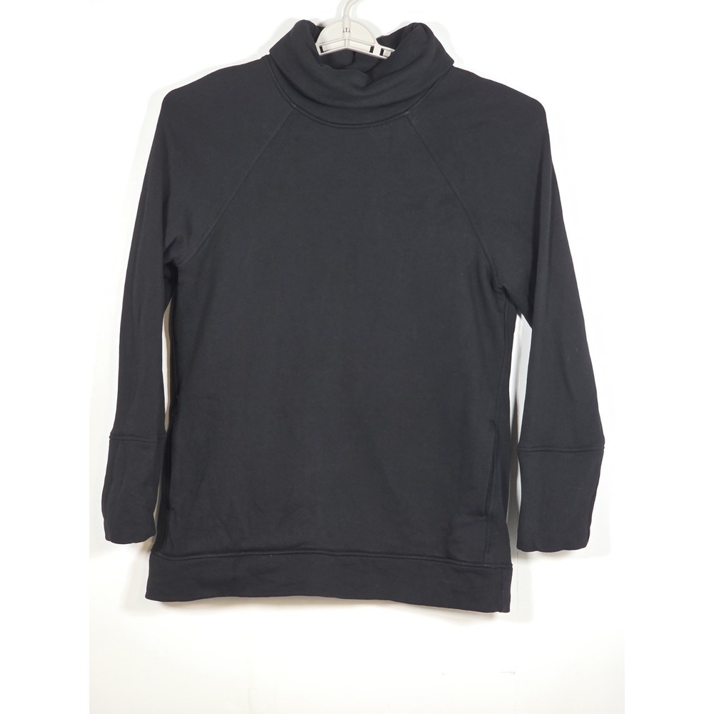 Saint Sofia Womens 14 Black Turtleneck Sweatshirt Organic Cotton Casual Top